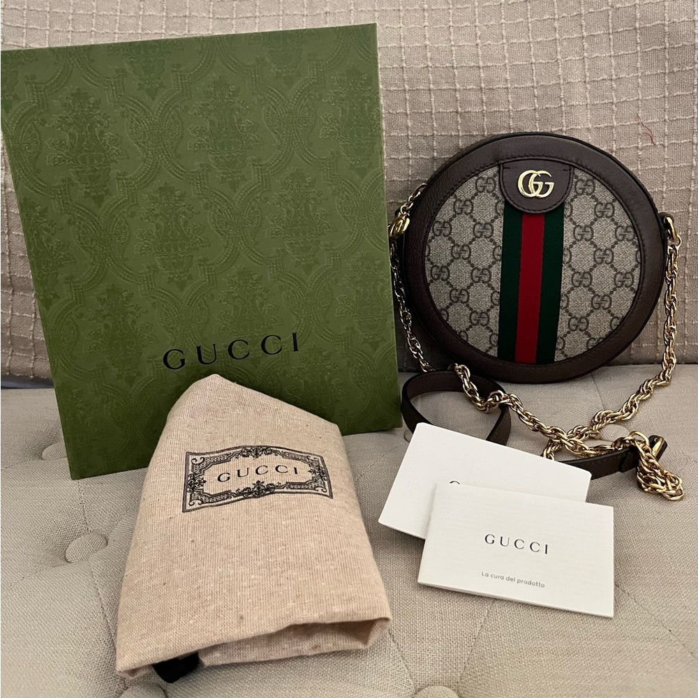 Gucci OPHIDIA GG MINI ROUND SHOULDER BAG